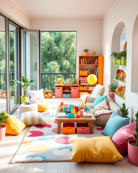 colorful balcony playroom transformation