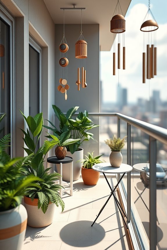 colorful balcony wind chimes