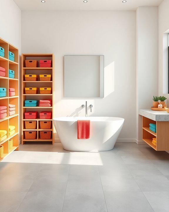 colorful bathroom storage solutions