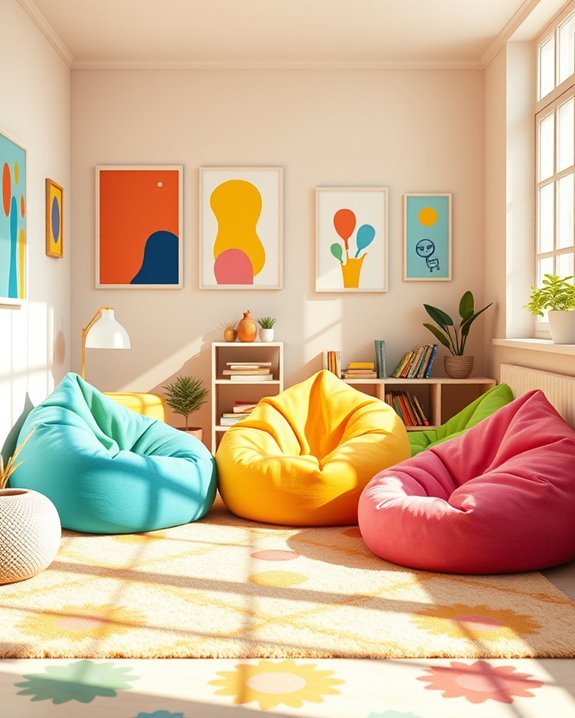colorful bean bags comfort