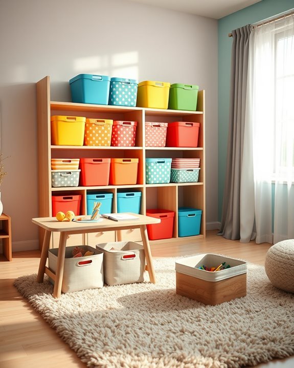 colorful bins inspire organization
