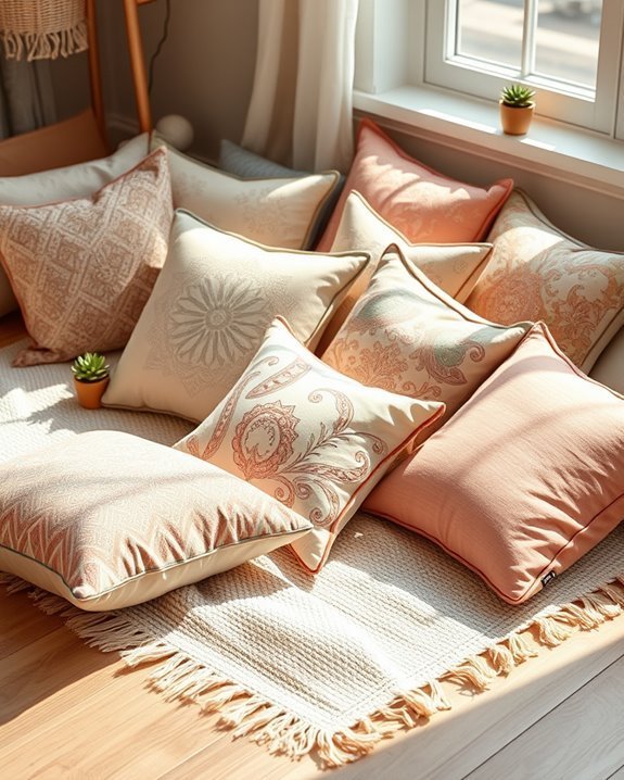 colorful boho pillow decor
