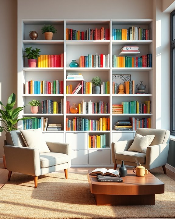 colorful bookshelf decor ideas