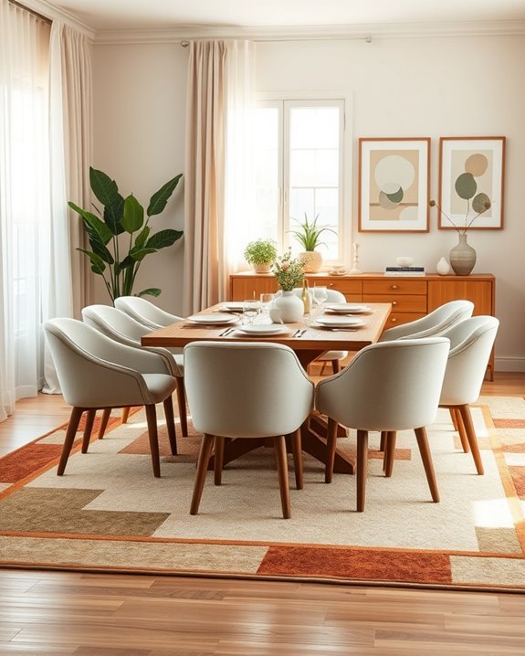 colorful carpets enhance dining
