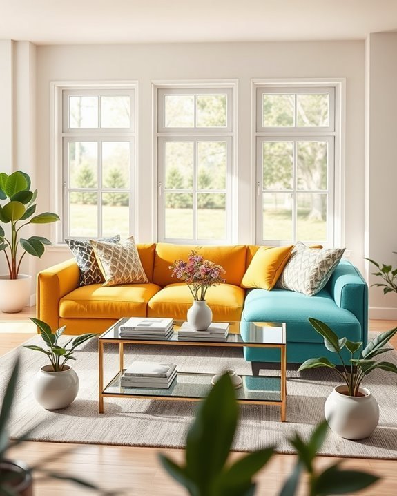 colorful chaise lounge centerpiece