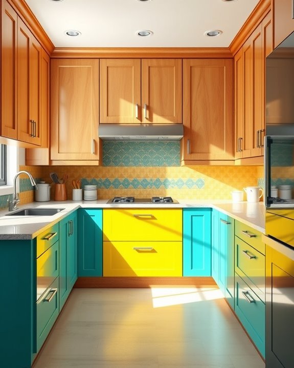 colorful classic maple cabinets