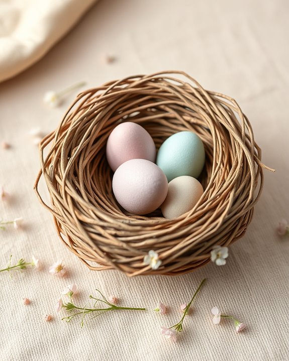 colorful clay nest eggs