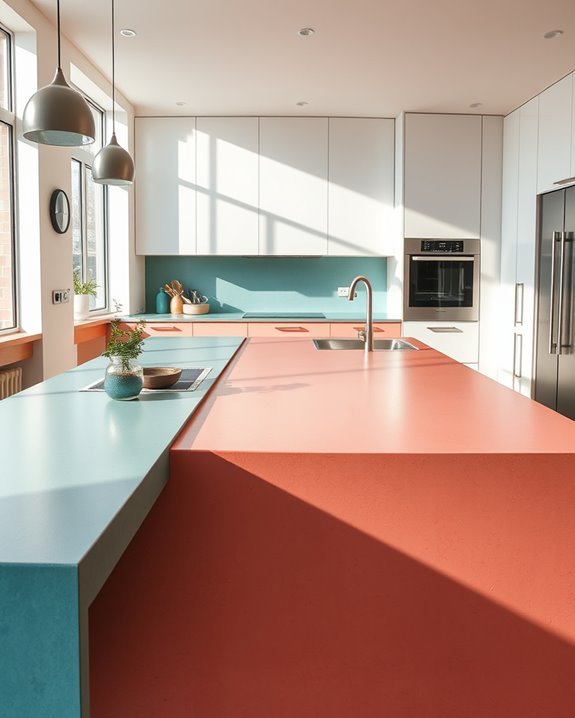 colorful concrete kitchen countertops