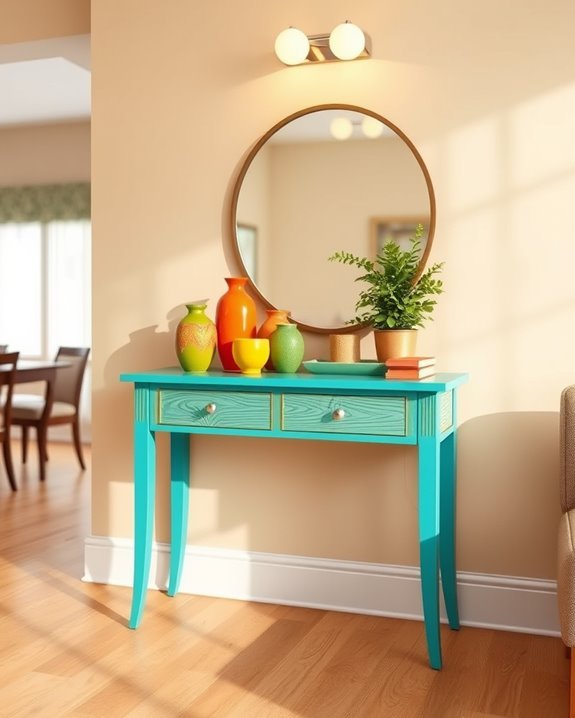 colorful console table transformation