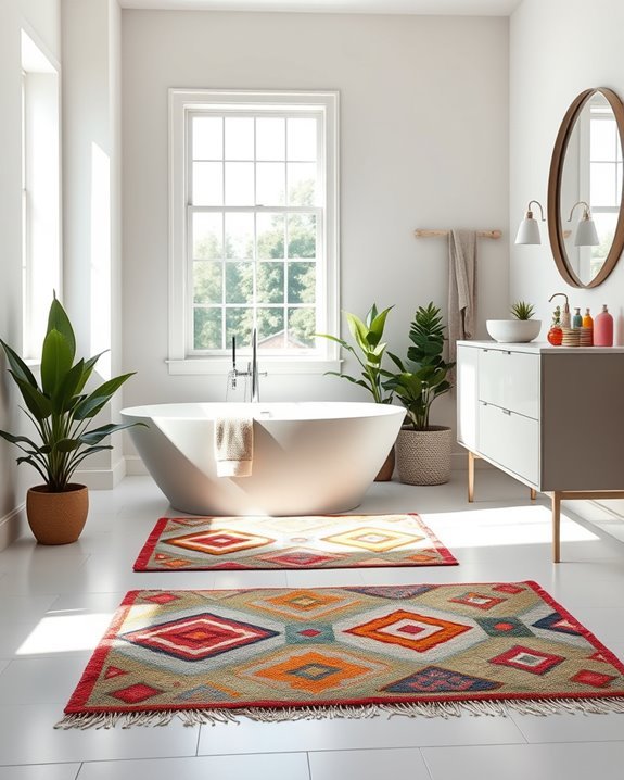 colorful cozy bathroom rugs