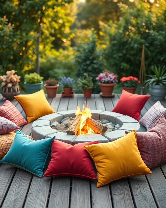 colorful cozy fire pit cushions