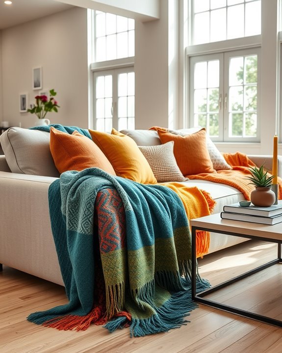 colorful cozy throw blankets