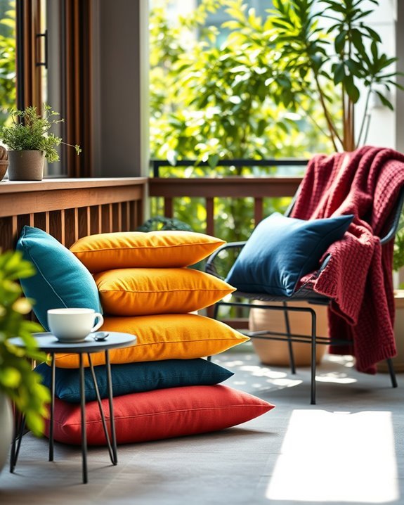 colorful cushions enhance coziness