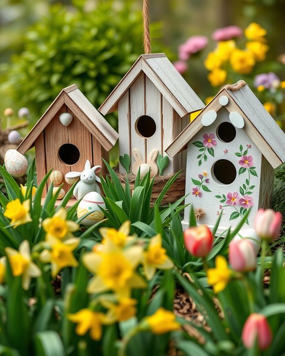 colorful easter birdhouses delight