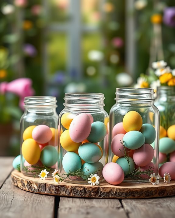 colorful egg jar decor