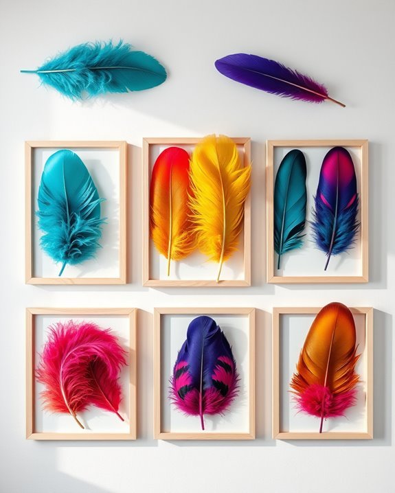 colorful feather art decor