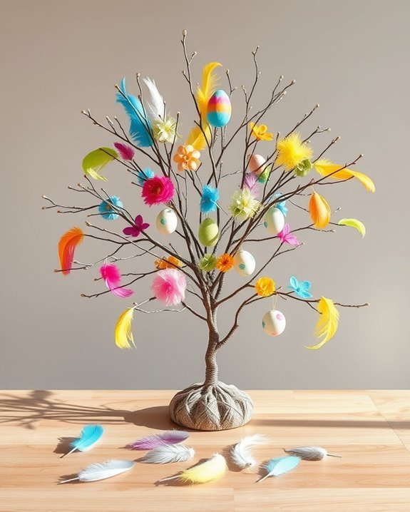 colorful feather easter accents