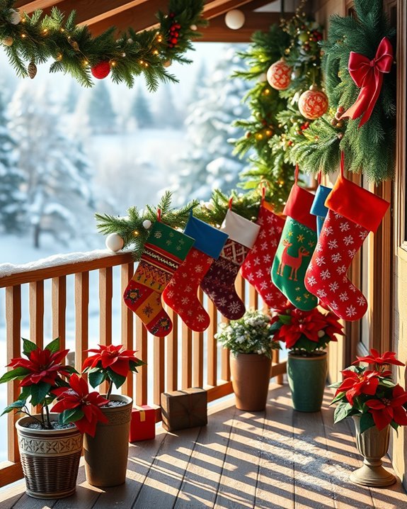colorful festive balcony stockings