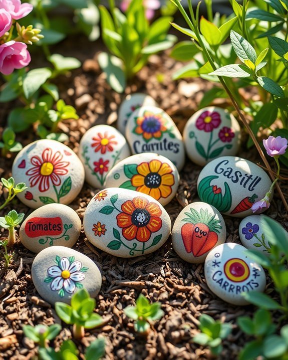 colorful garden rock markers