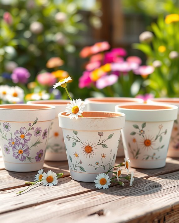 colorful hand painted flower pots