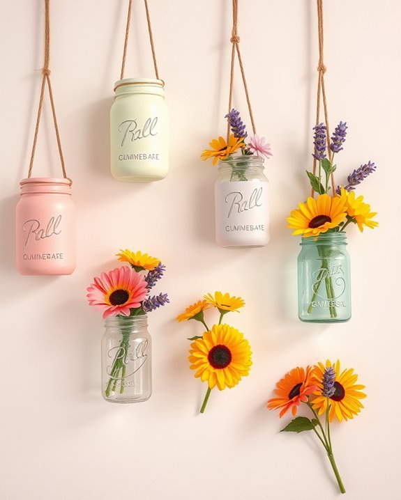 colorful mason jar storage