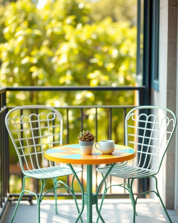 colorful metal chair set