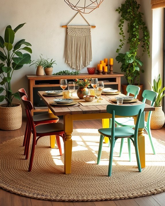 colorful mismatched furniture accents