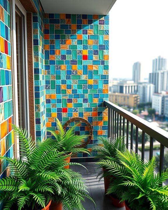 colorful mosaic balcony design