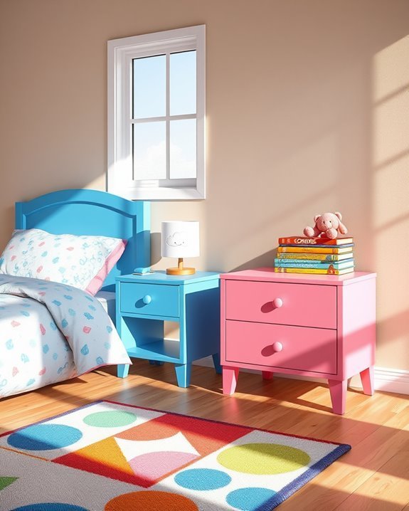 colorful nightstands for kids