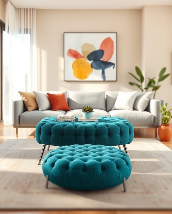 colorful ottoman enhances versatility
