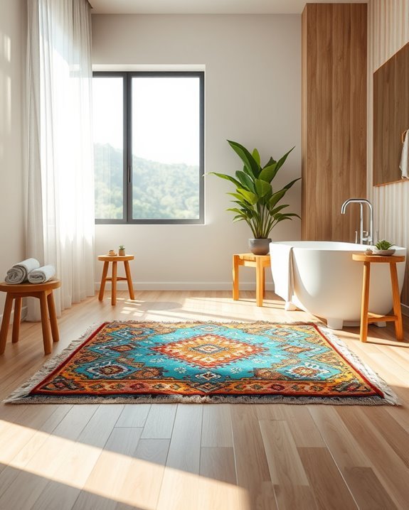colorful patterned bath mat