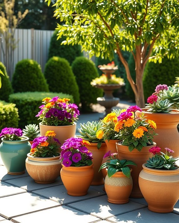 colorful planters enhance outdoors