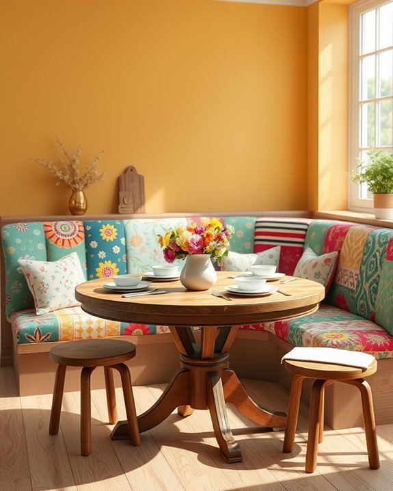 colorful playful dining banquette