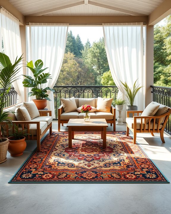 colorful rug enhances comfort