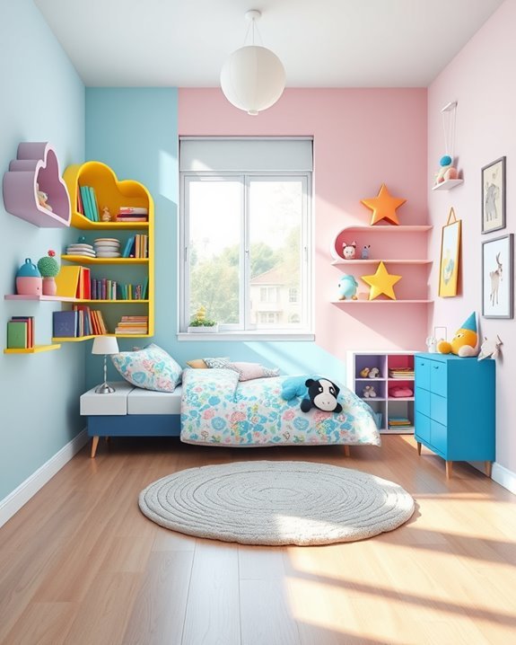 colorful shelves for organization