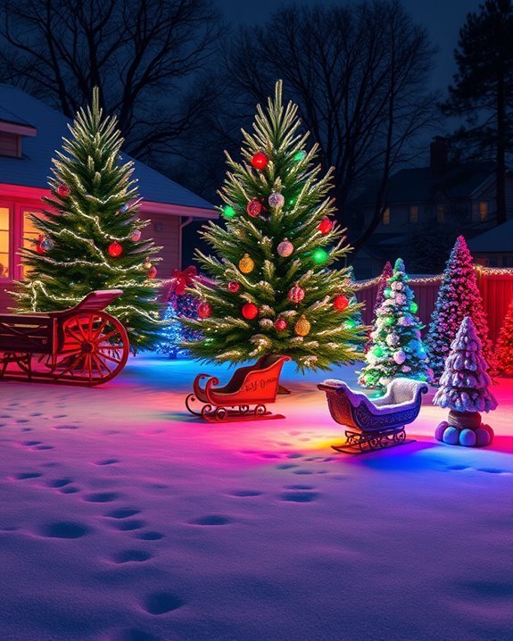 colorful spotlights enhance displays