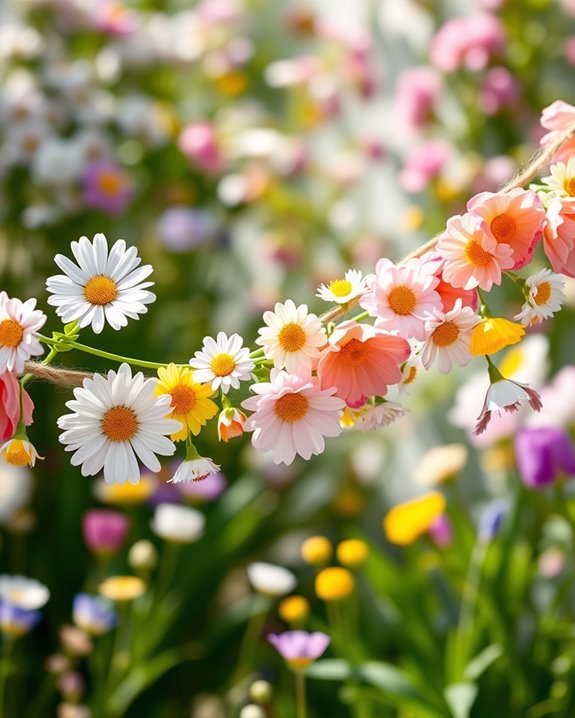 colorful spring flower bunting