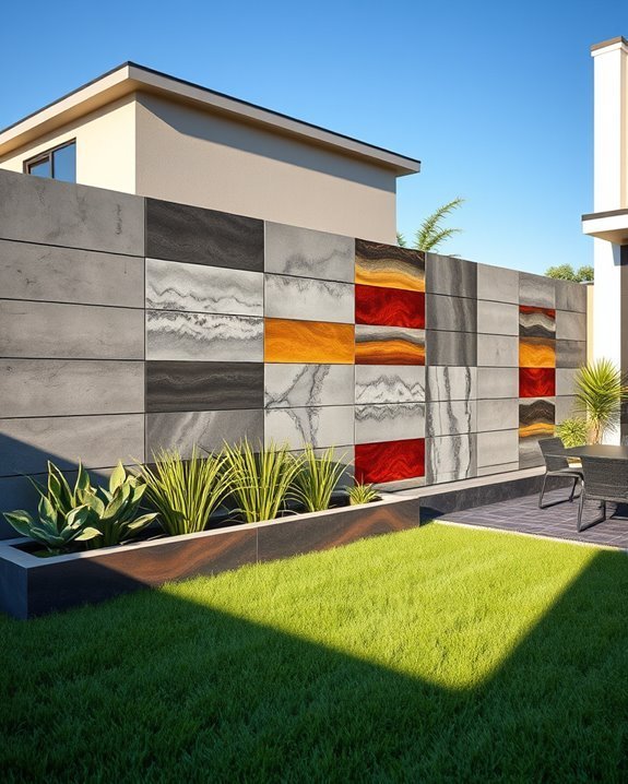 colorful stained concrete fences