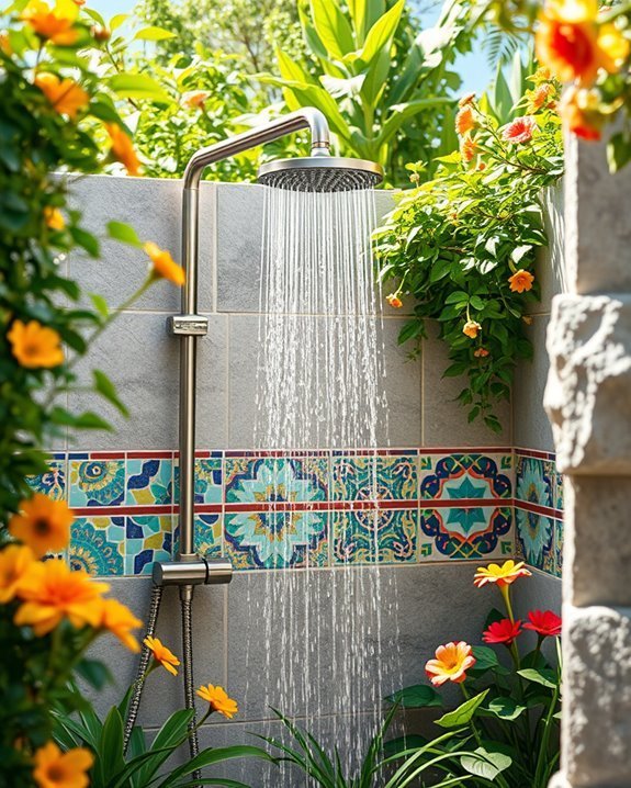 colorful tile shower accents