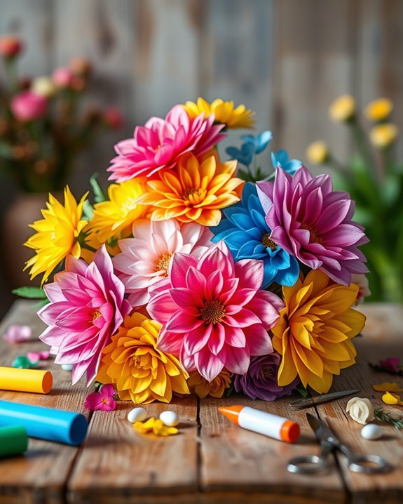colorful tissue paper flowers