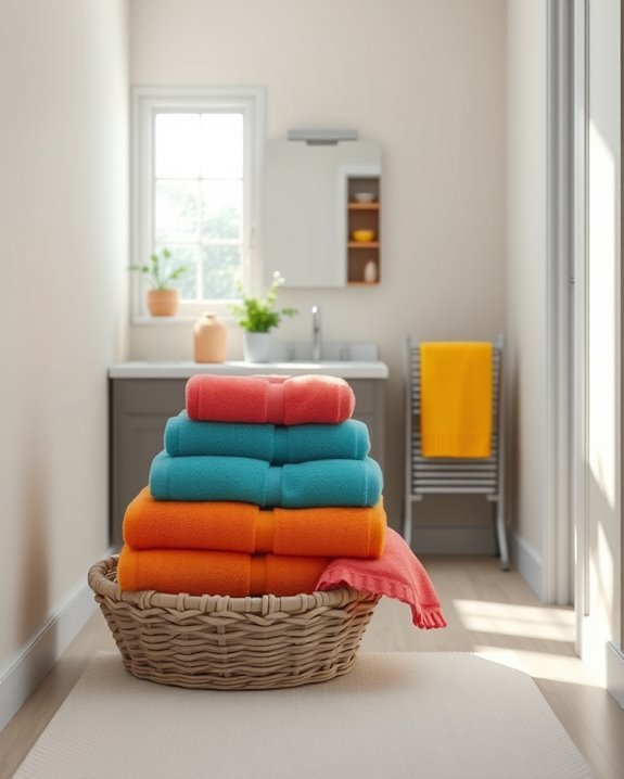colorful towels brighten bathrooms