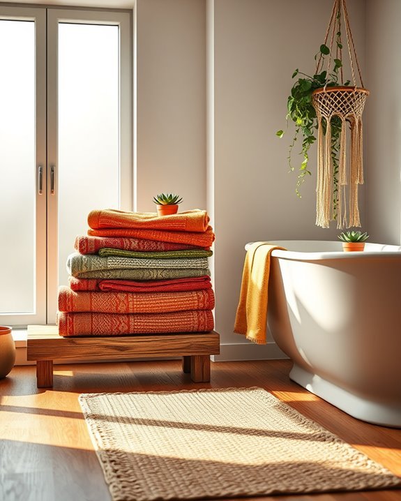 colorful towels enhance decor