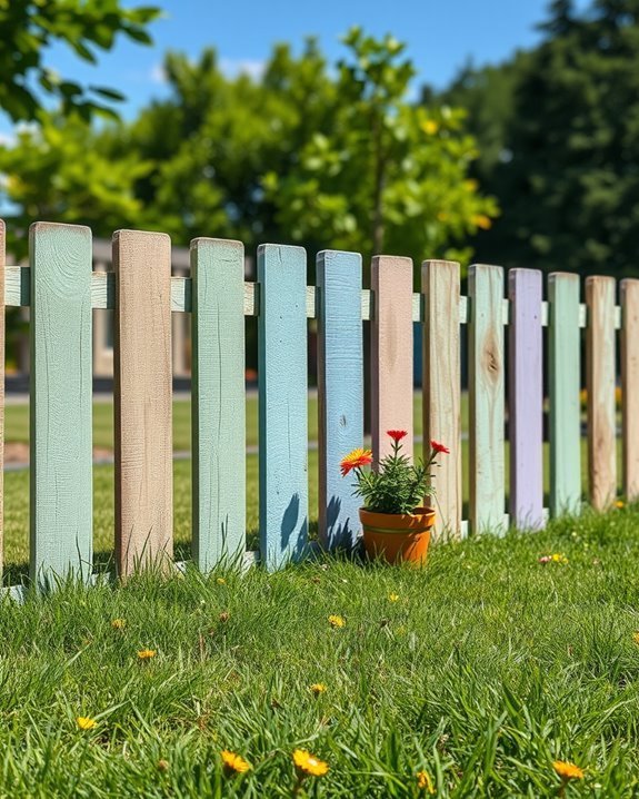 colorful wooden pallet fence