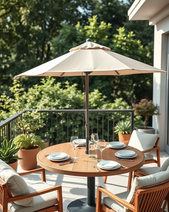 comfortable balcony dining shade