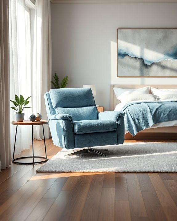 comfortable soft blue recliner