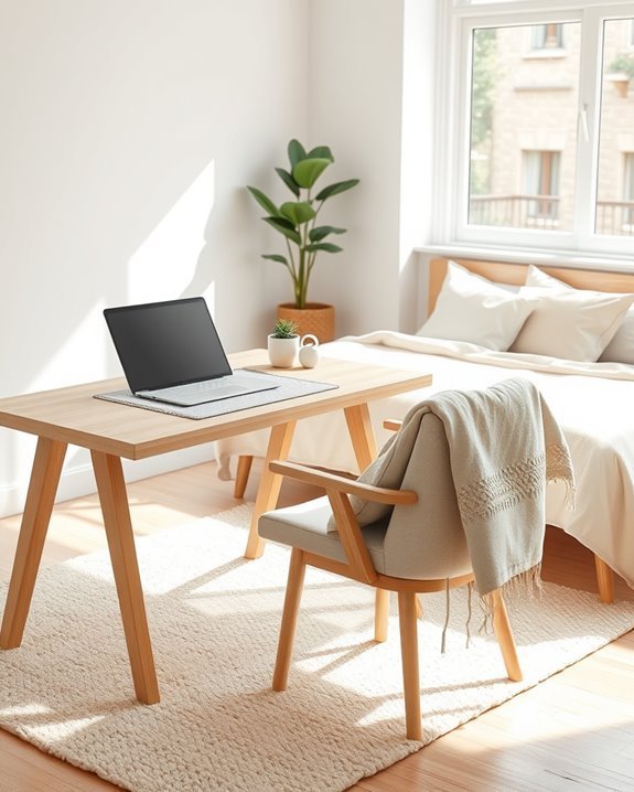 comfortable workspace with textiles