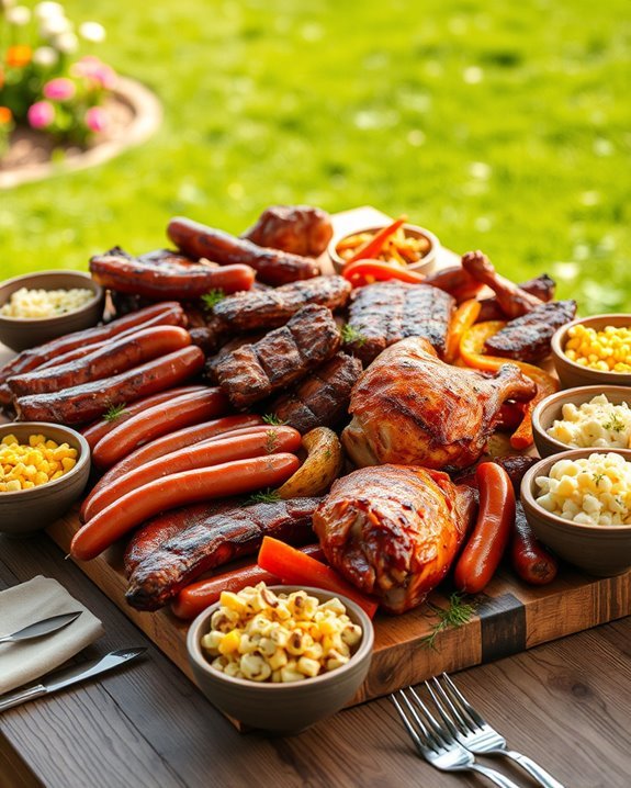 communal barbecue serving platters