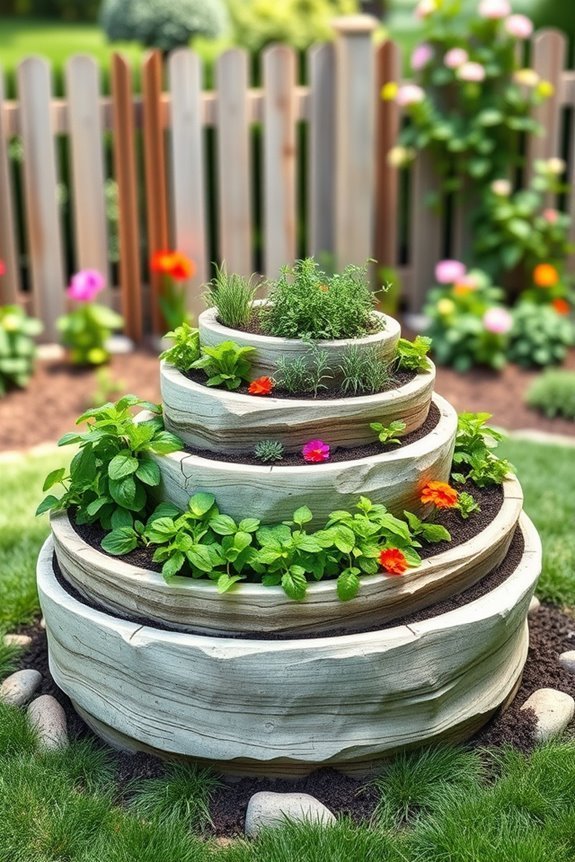 compact spiral herb garden