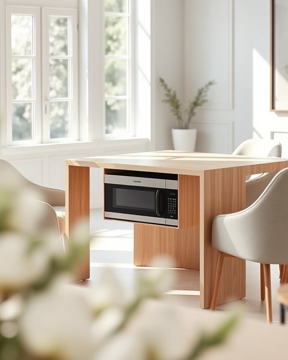 concealed microwave dining design