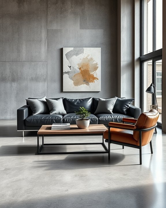 concrete and leather elegance